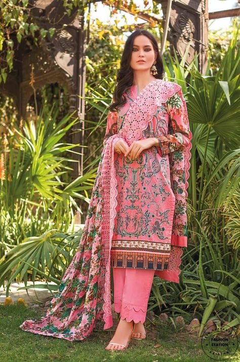 Gul Ahmed Summer Premium 2022 | BCT-34 100% Original Guaranteed Unstitched Dress Material  Schiffli Embroidered Digital Printed Chiffon Dupatta. Embroidered Digital Printed Lawn Front with Digital Printed Lawn Back & Sleeves. Dyed Trouser. ⌚ Approximate Shipping Time  : All orders will be dispatched after stock Arrival date in India  10 MARCH 2022.  Pre-Paid Orders are dispatched first on p... Pakistani Suits Online, Asian Designers, Unstitched Dress Material, Gul Ahmed, Lawn Dress, Simple Pakistani Dresses, Chiffon Dupatta, Suit Fabric, Asian Outfits