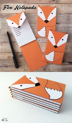 DIY Fox Notepad - make fun little fox notepads! Perfect for little gifts! Back To School Diy Ideas, Make Things With Paper, Fox Stamp, Desain Merek, Fox Crafts, Book Diy, Kids Book, Mason Jar Diy, The Fox