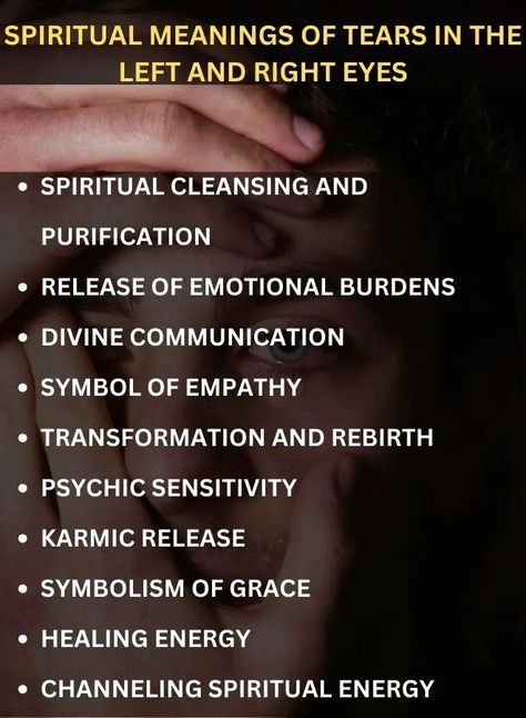 Explore the profound spiritual meanings of tears in the left and right eye, from cleansing and divine communication to cultural perspectives. Embrace tears as sacred messengers in your spiritual journey. Meaning Of Tears Eye, Sneezing Spiritual Meaning, Eyes Spiritual, Emotional Release, Reflective Practice, Spiritual Experience, Future Goals, Spiritual Meaning, Spiritual Path