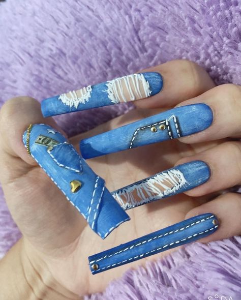 #denimbluenails #jeansnails #summernailslong #indigobluenails #bluenails # summernailstrends #summernailinspo #mattedenimnails #denimnailsart #blueacrylicnails #nailsoftheday #bestdenimnails Denim Nail Art Blue Jeans, Short Denim Nails, Jeans Nails Design, Jean Nails Design, Blue Jean Nail Design, Jeans Nails Art, Denim Acrylic Nails, Denim Nails Design, Blue Jeans Nails