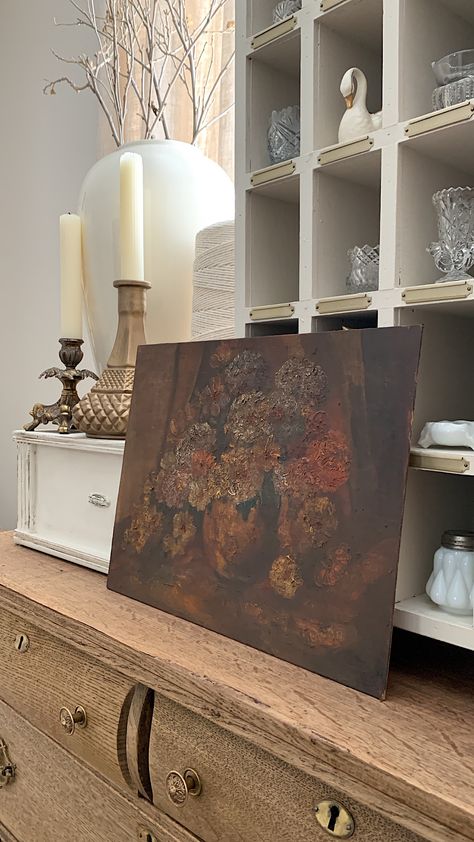 Antiquing A Painting How To Antique A Painting, Antique Picture Frame Ideas, How To Age A Painting, Framing Oil Paintings Ideas, Large Art Diy, Thrift Store Painting, Belgian Farmhouse, Store Painting, Redoing Furniture