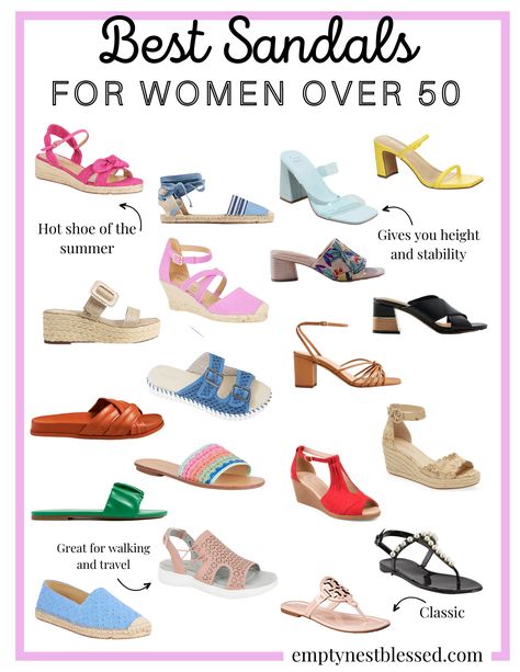 As I’ve aged, comfort and style have become top priorities when it comes to choosing footwear! How about you? Sandals, in particular, are my favorite type of footwear because they provide the perfect balance between breathability, versatility, and fashion-forward design. Today, we’ve done the work for you and rounded up the best sandals for women over 50. Let’s dive in and find your perfect pair! Midlife Fashion, Low Block Heel Sandal, Birkenstock Style, Groom Shoes, Empty Nest, Fancy Shoes, Black Espadrilles, Stylish Sandals, Elegant Shoes