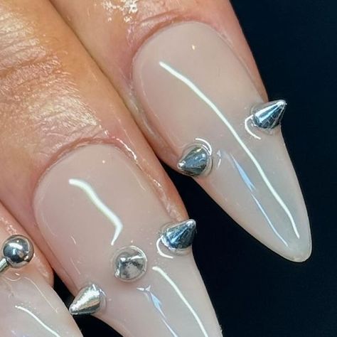 NEWCASTLE | TOOTH GEMS | NAIL TECHNICIAN | 3D NAIL ART on Instagram: "Berlin nailzzz 😵😵😵 thank you so so much @alicebeaman as always perfect nail ideas!!! 🖤🙂‍↕️  @nailorder Long stiletto  @nailorder - ‘I do’ gel polish  Nail piercings yeassirrrr  Done at Wallsend 📍  Love piercing nails never fails to elevate the set and make it look soooo much cooler! Defo the Berlin vibe, speaking of Berlin IM FINALLY GOING TO BERLIN (ik everyone’s sick of me yapping about Berlin)   #nailorderxtensions #nailorder #piercednails #gelextensionsnails #piercings #newcastleart #newcastleupontyne #newcastlenails #ne1 #wallsend #wallsendnails" Pierced Nails Acrylic, Berlin Nails, Pierced Nails, Piercing Nails, Nail Piercing, Nail Gems, Tooth Gems, Long Stiletto, Tooth Gem