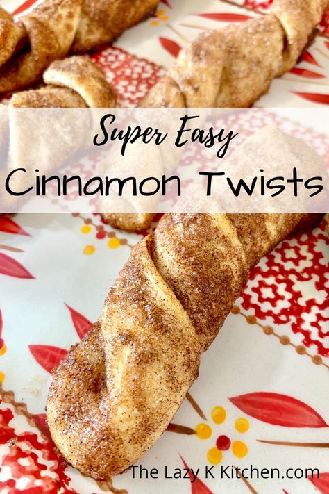 Easy 4 Ingredient Cinnamon Twists - Monkey Twists - The Lazy K Kitchen Cinnamon Twist, Banana Pudding Poke Cake, Keto Board, Cinnamon Twists, Twisted Recipes, Easter Dinner Recipes, Cookie Recipes Homemade, Easy Cinnamon, 4 Ingredient