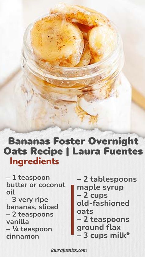 Do you know what's better than oatmeal packets? This easy bananas foster overnight oats recipe! Full of flavor and alcohol free. Coconut Cream Pie Overnight Oats, Banana Overnight Oats Recipe, Oats Overnight, Banana Overnight Oats, Oatmeal Packets, Overnight Oatmeal, Bananas Foster, Oats Recipe, Coconut Cream Pie