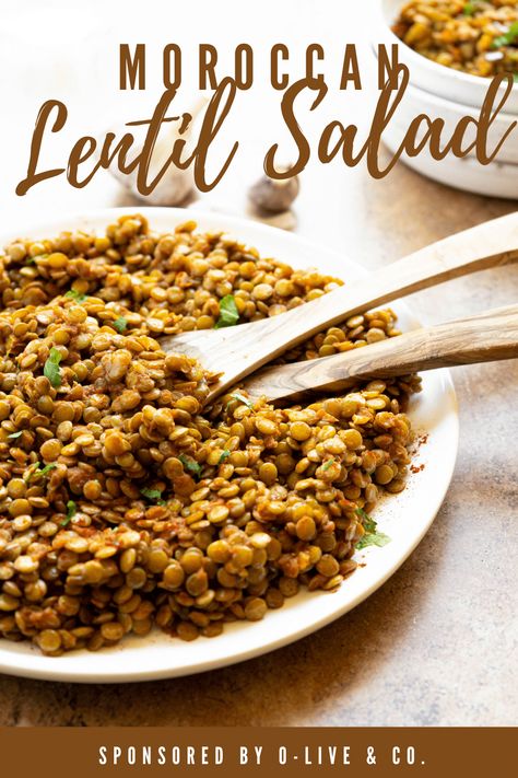 One of my goals for the New Year is to share more Moroccan family recipes, starting with this Moroccan Lentil Salad made with O-Live & Co. Organic olive oil. #sponsored #moroccanlentils #lentilsalad #moroccanfood Moroccan Lentil Salad, Moroccan Lentil, Lentils Benefits, Moroccan Recipes, Moroccan Cooking, Moroccan Spices, Delicious Clean Eating, Vegan Side Dishes, African Recipes