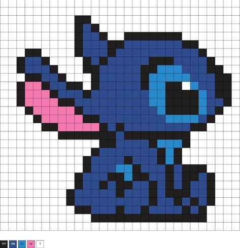 Pixel Art Pattern Stitch, Stitch Disney Pixel Art, Drawing On Square Paper, Perler Bead Patterns Stitch, Lilo And Stitch Pixel Art, Cute Anime Pixel Art, Disney Pixel Art Grid, Perler Beads Ideas Pattern, Pixel Art Pattern Ideas