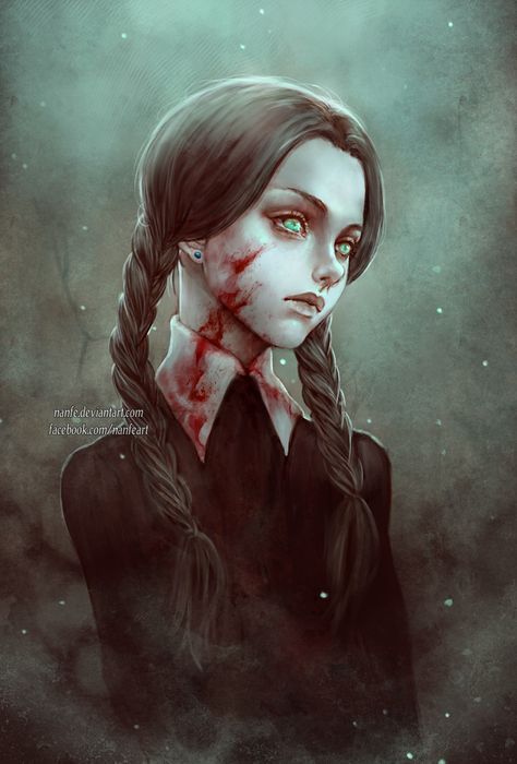 Art Sinistre, Art Noir, Art Manga, Art Et Illustration, Creepy Art, Arte Fantasy, Addams Family, Art And Illustration, Wednesday Addams