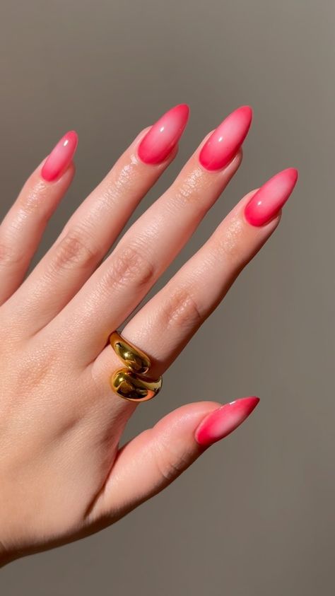 Lights Lacquer | How to create a strawberry aura mani 🍓 Polishes Used: Lady in Red + Strawberry Boba + Totally Gelly #lightslacquer #nails #nailinspo… | Instagram Strawberry Pink Chrome Nails, Pink And Red Aura Nails, Aura Red Nails, Light Aura Nails, Strawberry Red Nails, Red Strawberry Nails, Ideas For Nails Summer, Aura Nails Red, Light Red Nails