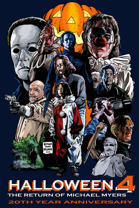 HALLOWEEN 4 twenty years later by MalevolentNate on DeviantArt Michael Myers Art, Halloween Franchise, John Carpenter Halloween, Donald Pleasence, Halloween Film, Halloween Horror Movies, Slasher Movies, Horror Movie Icons, The Boogeyman