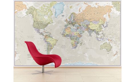 Giant World Map Mural - Classic, WM1165, Maps International Giant World Map, Map Mural, World Map Mural, World Map Wall Decal, Map Wall Decal, Map Wall Mural, Map Murals, World Map Wallpaper, World Map Decal