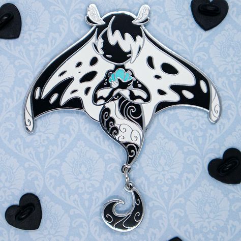 Mermaid Species, Oceanic Manta Ray, Brittle Star, Mermaid Pin, Enamel Pin Display, Cnidaria, Eagle Ray, Blue Shell, Oc Drawings