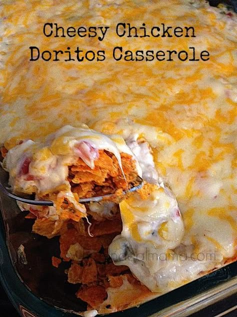 Cheesy Chicken Doritos Casserole #Casserole #Doritos #Chicken Doritos Casserole, Dorito Casserole, Casserole Chicken, Night Recipes, Summer Foods, Oreo Dessert, Tater Tots, Cheesy Chicken, Yummy In My Tummy