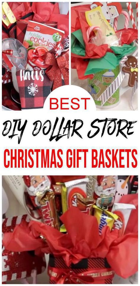 BEST Dollar Tree Christmas Gift Baskets! Easy DIY Dollar Store Christmas Gift Basket Ideas For Family – Friends – Couples – Kids – Co-Workers – Teachers – Men – Women – Cheap & Creative Holiday Ideas #gifts #hacks Dollar Tree Christmas Gift Baskets, Inexpensive Diy Christmas Gifts, Best Christmas Gift Baskets, Diy Gifts For Christmas, Dollar Store Gifts, Snack Gift Baskets, Family Gift Baskets, Diy Gifts Cheap, Baskets Diy