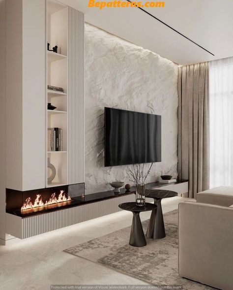 تصميم داخلي فاخر, Latest Living Room Designs, Home Hall Design, Tv Room Design, تصميم للمنزل العصري, Apartment Living Room Design, Room With Fireplace, Living Room Decor Fireplace, Living Room Design Inspiration