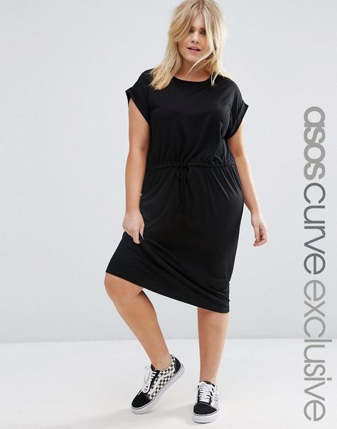 24€ jun16 Imagen 1 de Vestido estilo camiseta con cintura anudada de ASOS CURVE Midi Dres, Casual T Shirt Dress, Plus Size Inspiration, Asos Curve, Maxi Shirt Dress, Tee Shirt Dress, Dress With Tie, Plus Size Fashion For Women, Plus Dresses