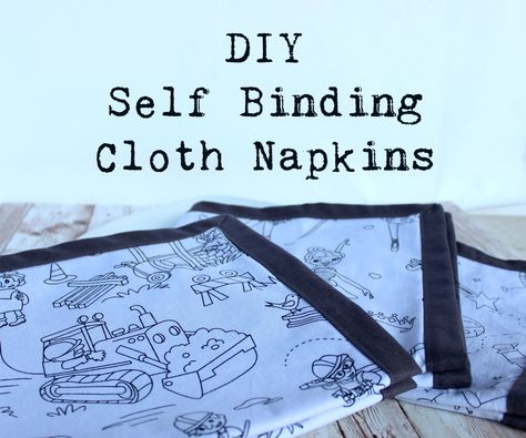 DIY Self Binding Cloth Napkins Cloth Napkins Diy, Sewing Mitered Corners, Fun Homemade Gifts, Cloth Diy, Frixion Pens, Diy Table Decor, Diy Napkins, Machines Fabric, Embroidered Napkins