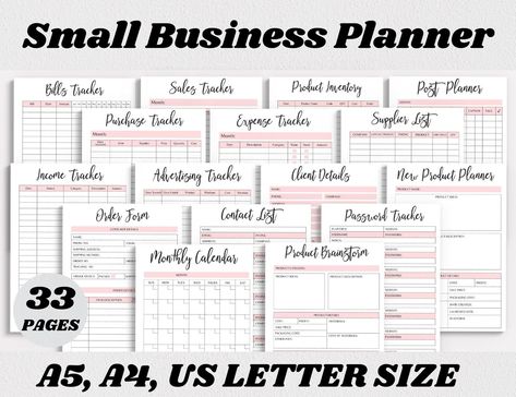 Business Plan Template, Small Business Planner Printable Bundle, Business Income Planner and Expense Tracker, A4 A5 Letter Pdfs - Etsy polyglotplanner #freegoalplannerprintables #printablestudentplanner Small Business Documents, Small Business Sales Tracker, Business Binder Organization, Small Business Organization Office, Small Business Inventory Organization, Xero Bookkeeping, Small Business Planner Free Printables, Small Business Expense Tracker, Small Business Workspace