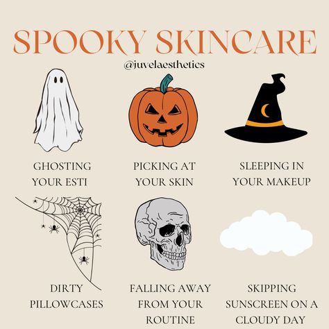 Halloween Skincare Post, Medspa Halloween, Halloween Esthetician Post, Fall Esthetician Posts, Botox Halloween, Halloween Esthetics, Halloween Esthetician, Esthetician Suite, Esthetician Instagram Post Ideas