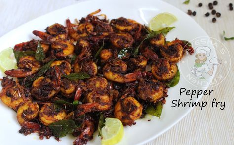 PEPPER prawns shrimp / kerala prawn pepper  fry Recipes With Prawns, Shrimp Recipes With Rice, Pepper Prawns, Shrimp Fry, Pepper Shrimp Recipe, Stir Fry Shrimp Recipes, Shrimp And Rice Recipes, Fried Shrimp Recipes, Prawns Fry