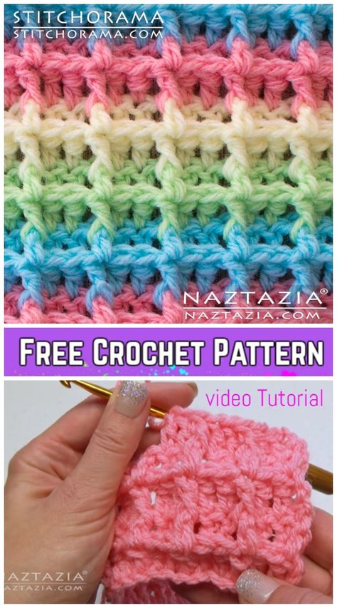 Crochet Waffle Stitch Blanket Free Crochet Patterns - Video tutorial Crochet Waffle Stitch Blanket, Waffle Stitch Blanket, Crochet Waffle, Crochet Waffle Stitch, Crochet Baby Blanket Free Pattern, Stitch Blanket, Crochet Stitches Free, Crochet For Beginners Blanket, Waffle Stitch