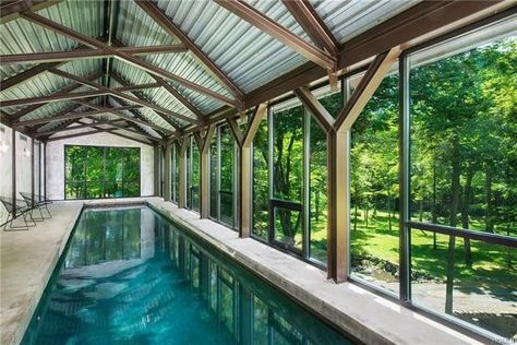 Lap Pool of Luxury: 8 Lap Pools Ready for a Buyer to Dive In | realtor.com® Lap Pools Backyard, Barn Pool, Lap Pool Designs, Small Indoor Pool, Lap Pools, Indoor Pool House, Indoor Swimming Pool Design, Living Pool, Indoor Pool Design