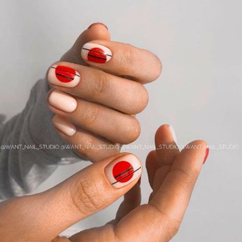 Red Nail Design, Minimal Nails Art, Summer Gel Nails, Modern Nails, Minimal Nails, Casual Nails, Red Nail Designs, Red Nail, Gel Nail Designs