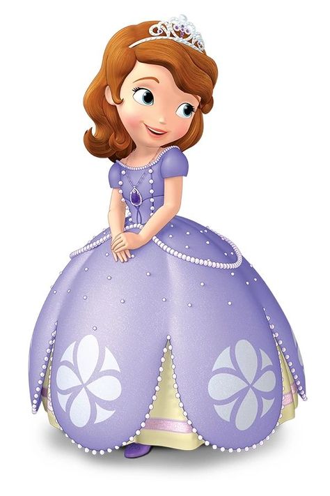 Princess Sofia is the titular protagonist of the Disney Junior TV series Sofia The First and a current character throughout the Equestria Girls film series. She is a little girl with a commoner's background, until her mother marries the King of Enchancia and she becomes a princess. Sofia learns that looking like a princess is not all that hard, but behaving like one can come only from the heart. Sofia The First Cartoon, Princes Sofia, Sofia The First Characters, Disney Princess Elena, Disney Princess Png, Princess Sofia Party, Paw Patrol Birthday Theme, Princesa Sophia, Disney Princess Sofia