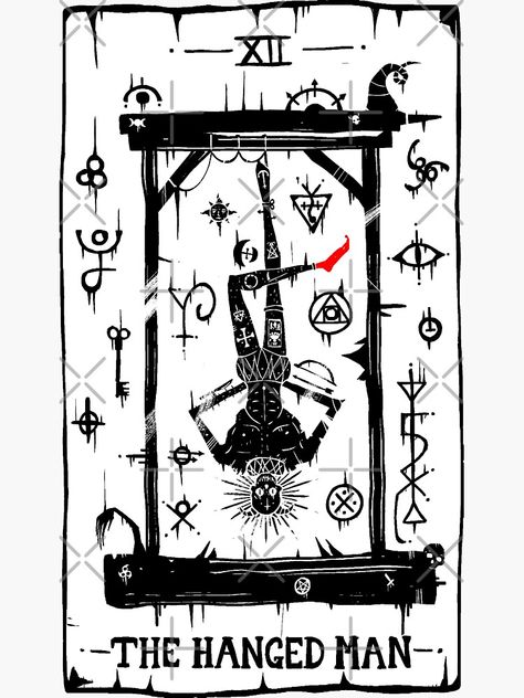 "The Hanged Man Tarot" Sticker for Sale by JamJamTheArtMan Hanged Man Tarot Tattoo, The Hanged Man Tattoo, Hanged Man Tattoo, Tarot Hanged Man, Tarot The Hanged Man, Lynx Tattoo, Souls Tattoo, Dark Souls Tattoo, Arcana Art