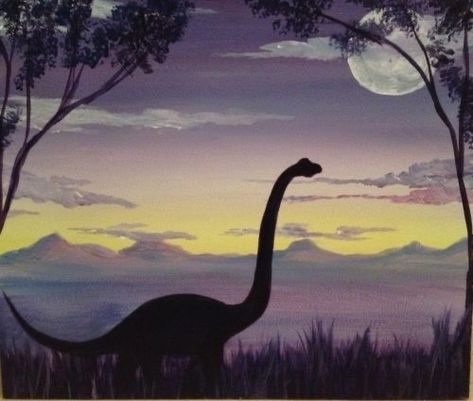 Jurassic Park Painting, Dino Island, Paint Nite Ideas, Dinosaur Painting, Paint Nite, Painting Canvases, Easy Canvas Painting, Paint Night, Dinosaur Art