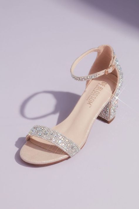 Comfy Wedding Shoes, Davids Bridal Shoes, Low Block Heel Sandal, Perfect Wedding Shoes, Iridescent Crystal, Bridal Heels, Wedding Shoes Heels, Metallic Sandals, Embellished Sandals