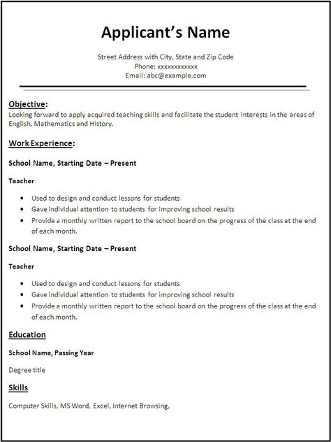 Teacher Resume Templates | 6+ Printable PDF | Free Word Templates Simple Resume Sample, Teacher Resume Template Free, Professional Resume Format, Free Resume Template Word, Job Resume Format, About Teacher, Teacher Resume Examples, Teaching Resume, Job Resume Samples