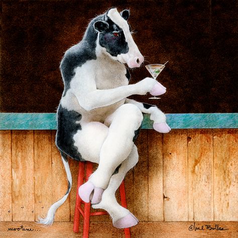 "Mootini" by Will Bullas- Size 8x8 on metal Animal Kids Room, Dirty Kitchen, Cow Pictures, Art Face, Cows Funny, Cow Painting, Cow Art, A Cow, Art Et Illustration