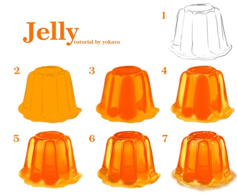 Jelly tutorial by yokava on DeviantArt Jelly Art, 귀여운 음식 그림, Digital Painting Techniques, Eyes Drawing, Digital Art Beginner, Food Painting, Digital Painting Tutorials, Art Base, Food Drawing