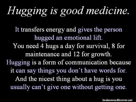 Don't know where they get their numbers, but I am nowhere near to meeting my RDA.  Hugopenia!  I'm doomed. Types Of Hugs, Thinking Of You Quotes, Hug Quotes, Spiritual Wisdom, A Hug, Wonderful Words, Emotional Support, Sign Quotes, A Sign