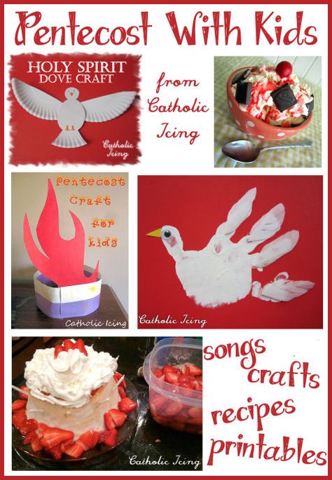 Ideas for celebrating Pentecost with kids. Crafts, activities, snacks, songs, and more! #catholicicing Pentecost Crafts For Kids, Pentecost Crafts For Kids Sunday School, Pentecost Activities For Kids, Pentecost Sunday Crafts, Pentecost Object Lesson For Kids, Pentecost Childrens Activities, Pentecost Sunday School Activity, Pentecost Sunday School Lesson, Pentecost Sunday School