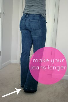 http://www.create-enjoy.com/2013/10/how-to-lengthen-jeans-with-hem-facing.html Adding Material To Bottom Of Jeans, Lengthen Jeans With Fabric, How To Extend Jeans Length, How To Lengthen Pants, Lengthen Jeans Diy Ideas, Adding Length To Jeans, How To Add Length To Jeans, How To Make Pants Longer, Add Length To Jeans