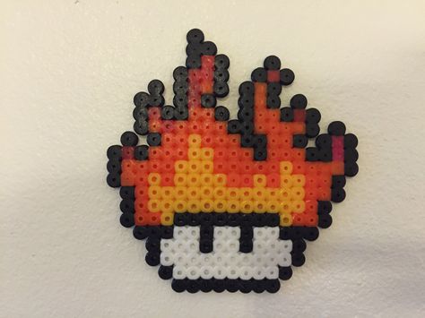 perler bead mushroom Fire - by Bjrnbr perler,hama,square pegboard,video games,nintendo, super mario bros,mushroom, Hama Disney, Perler Bead Mario, Perler Creations, Pixel Beads, Fuse Bead Patterns, Art Perle, Hama Beads Design, Perler Bead Templates, Hama Beads Patterns