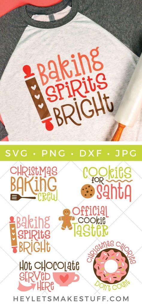 Getting ready to bake this Christmas season? Or are you the official Christmas cookie tester? This set of six adorable Christmas baking SVG files are a delicious way to celebrate everyone's favorite baking season! Cookie Tester Svg, Official Cookie Tester Svg, Cricut Christmas Shirt Ideas, Christmas Baking Svg, Christmas Shirt Ideas, Baking Svg, Cricut Tips, Christmas Fonts, Shirts Ideas