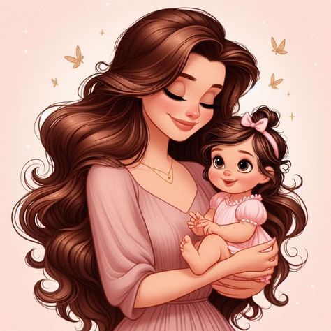 Mom And Daughter Wallpaper Aesthetic, Mom And Daughter Cartoon Pictures, Mother Holding Baby Drawing, Mother And Daughter Wallpaper, Mom And Daughter Cartoon, Mother Animation, Mother Daughter Cartoon, Mom And Baby Illustration, Mother Daughter Illustration