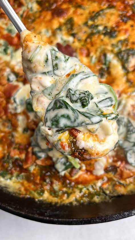 Creamed Spinach Bake - Bad Batch Baking Baked Cream Spinach Recipe, Spinach Ricotta Bake, Cooked Spinach Recipes, Best Spinach Recipes, Creamed Spinach Casserole, Spinach Recipes Healthy, Spinach Gratin, Spinach Mozzarella, Creamed Spinach Recipe