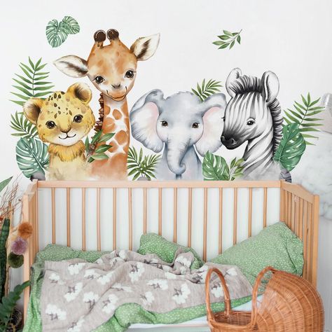 PRICES MAY VARY. 【Package Contents】: You will receive a watercolor jungle animal wall stickers, containing giraffes, lions, elephants and other animal wall stickers, suitable for living room, bedroom, playroom, nursery, classroom, day care, kindergarten and other walls. 【Cute Children's Room Decoration】: We use high-quality materials made of wall stickers environmentally friendly, non-toxic, waterproof and self-adhesive. The bright colors and rich patterns will add magic and sweetness to your ba Monkey Wall, Animal Wall Decals, Watercolor Nursery, Room Stickers, Nursery Wall Stickers, Wall Stickers Kids, Safari Nursery, Childrens Room Decor, African Animals