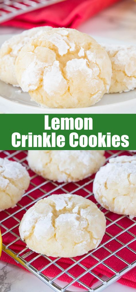 Lemon Crinkle Cookies - Perfect blend of tart and sweet with these homemade Lemon Crinkle Cookies. Fresh lemon zest and juice makes for soft centers, crispy edges and the perfect flavor. Sure to impress, they're the ideal treat for any lemon lover! #cookies #lemon #homemade Little Lemonies, Lemon Crackle Cookies, Best Lemon Cookies Recipes, Lemon Balls No Bake, Lemon Cookies From Scratch, Lemon Crinkle Cookies Recipe, Lemon Crinkles, Lemon Cookies Easy, Cookies Lemon