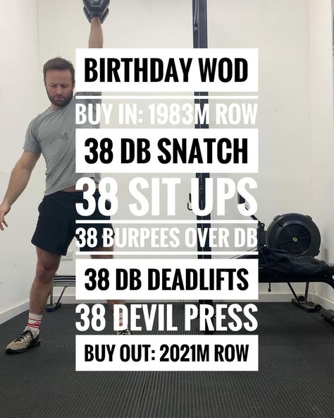 Daily WOD And Workout Ideas on Instagram: “🥳 BIRTHDAY WOD 🥳 ⠀⠀⠀ I’ll give you one guess how old I am...?🤔👴🏻 ⠀⠀⠀ As a general rule, birthday workouts should always ruin your birthday.…” Birthday Workout Ideas, Halloween Wod Crossfit, Birthday Workout, Wods Crossfit, Crossfit Shirts, Crossfit Workouts, Workout Ideas, How Old, Burpees