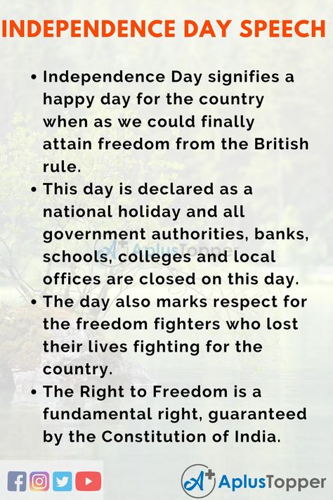 Independence Day Speech For Teachers, Lines On Independence Day, Essay On Independence Day, Words For Students, Upsc Preparation, Independence Day Speech, Grammar Notes, Indian Army Quotes, Writing Examples