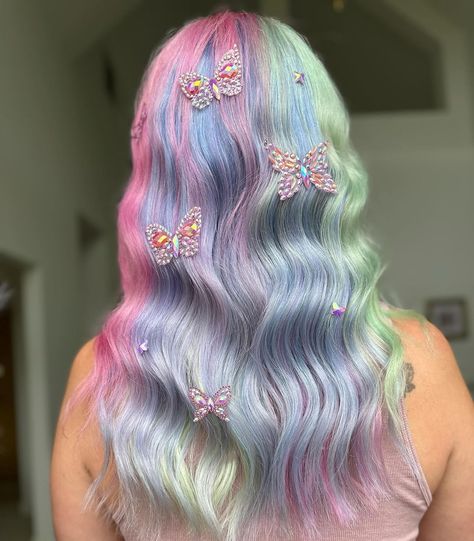 Pretty pastels 🦄🤍 Paint @dangerjonescreative Strength @olaplex Styled with @aiirprofessional Tools @dysonhair @ghd_northamerica… | Instagram Summer Hair Color For Blondes, Hair Color For Blondes, Short Rainbow Hair, Trendy Balayage, Braids In The Front Natural Hair, Rainbow Hair Extensions, Pastel Rainbow Hair, Styles For Black Women, Summer Hair Color Ideas