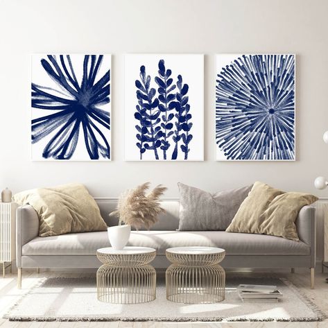 Blue Living Room Decor, Prints Set Of 3, Blue Living Room, Blue Wall Art, Beautiful Posters, Wall Decor Printables, Gallery Wall Set, Wall Art Printable, Modern Wall Decor