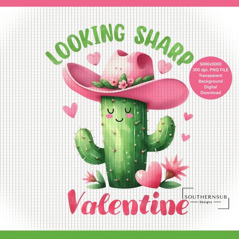 Looking Sharp Valentine, Cute Watercolor Cactus, Valentine’s Day, Sublimation Designs, Clipart, Transparent Background, Digital Download by SouthernSubDesigns on Etsy Cactus Valentine, Cute Watercolor, Watercolor Cactus, Cow Skull, Original Image, Sublimation Designs, Decals Stickers, Digital Download Etsy, Art Images