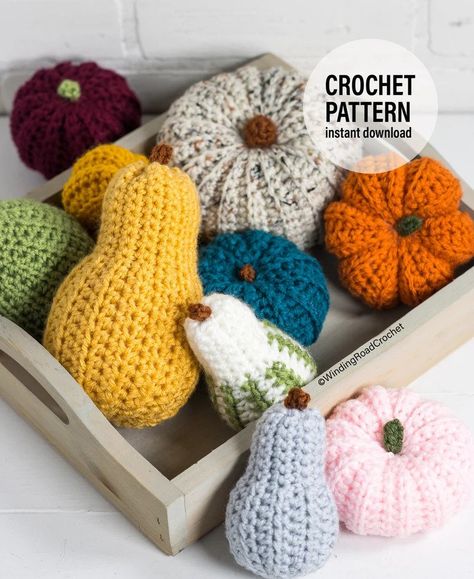 6 Playful Pumpkin Patterns For Crocheters | KnitHacker Crochet Pumpkins, Crochet Unique, Crochet Garland, Crochet Simple, Fall Decoration, Crochet Fall, Crochet Winter, Crochet Pumpkin, Yarn Sizes