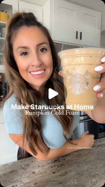 Caterina Cosentino | Easy, Quick & Family Recipes on Instagram: "How to make Starbucks pumpkin cold foam at home ☕️   3tbsp heavy whipping cream 2tbsp milk (I use whole) 1tbsp vanilla syrup  1.5tbsp pumpkin puree 1tsp pumpkin pie spice add 1tbsp sweetener of choice to make it sweeter, if desired   Combine in a small jar with a lid and shake for 60 seconds, or use a frother for 60 seconds, and pour over your coffee of choice (I did 2 shots of espresso with some milk and ice).   #starbucksdrinks #starbucksathome #coldfoam #diycoffee #coffeeathome #coffeetime #coffeelover #pumpkincoldfoam #psl #pumpkinspice  #easyrecipe #thecookingmawma" Cold Foam At Home, Pumpkin Cold Foam, Quick Family Recipes, Pumpkin Spice Creamer, Quick Family Meals, Cold Foam, Starbucks Pumpkin, Vanilla Syrup, Starbucks Recipes